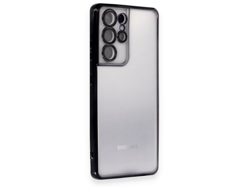 Newface Samsung Galaxy S21 Ultra Kılıf Razer Lensli Silikon - Siyah