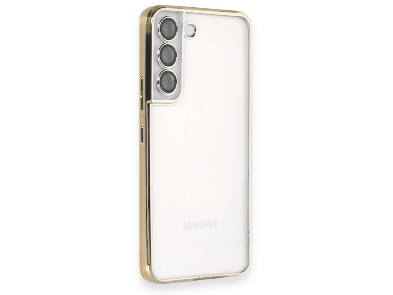 Newface Samsung Galaxy S22 Kılıf Razer Lensli Silikon - Gold