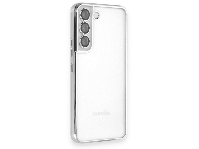Newface Samsung Galaxy S22 Kılıf Razer Lensli Silikon - Gümüş