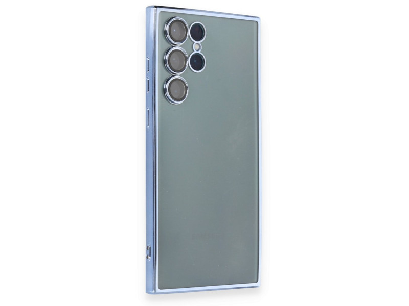 Newface Samsung Galaxy S22 Ultra Kılıf Razer Lensli Silikon - Açık Mavi