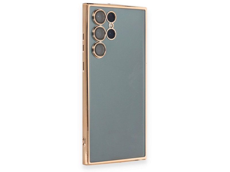 Newface Samsung Galaxy S22 Ultra Kılıf Razer Lensli Silikon - Gold