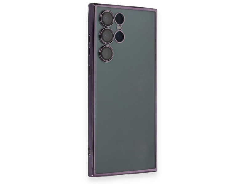Newface Samsung Galaxy S22 Ultra Kılıf Razer Lensli Silikon - Mor