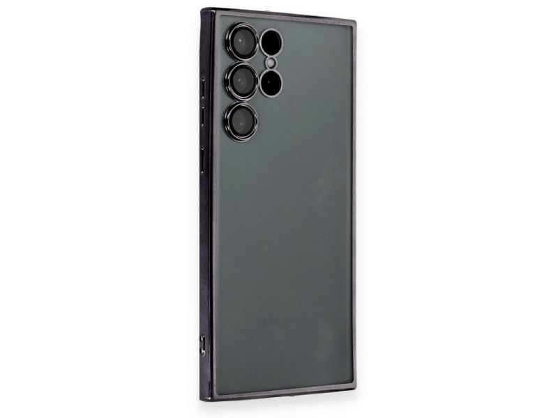 Newface Samsung Galaxy S22 Ultra Kılıf Razer Lensli Silikon - Siyah