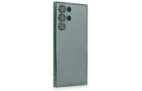 Newface Samsung Galaxy S22 Ultra Kılıf Razer Lensli Silikon - Yeşil