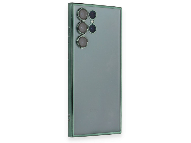 Newface Samsung Galaxy S22 Ultra Kılıf Razer Lensli Silikon - Yeşil
