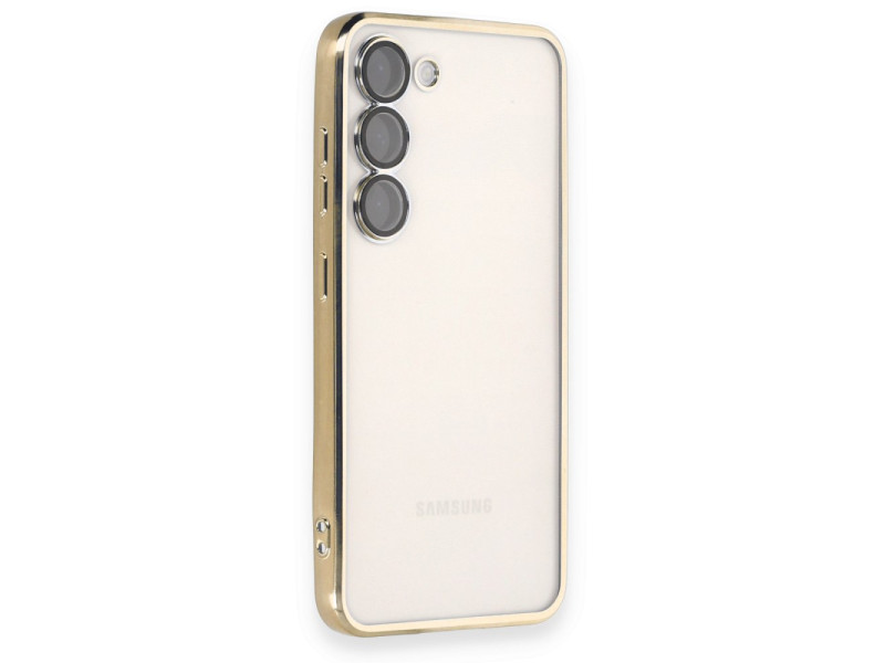 Newface Samsung Galaxy S23 Kılıf Razer Lensli Silikon - Gold
