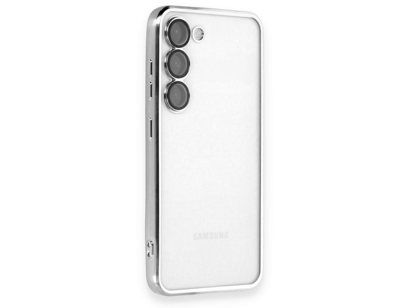 Newface Samsung Galaxy S23 Kılıf Razer Lensli Silikon - Gümüş