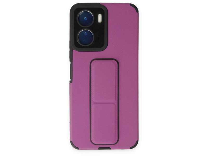 Newface Vivo Y16 Kılıf Mega Standlı Silikon - Mor