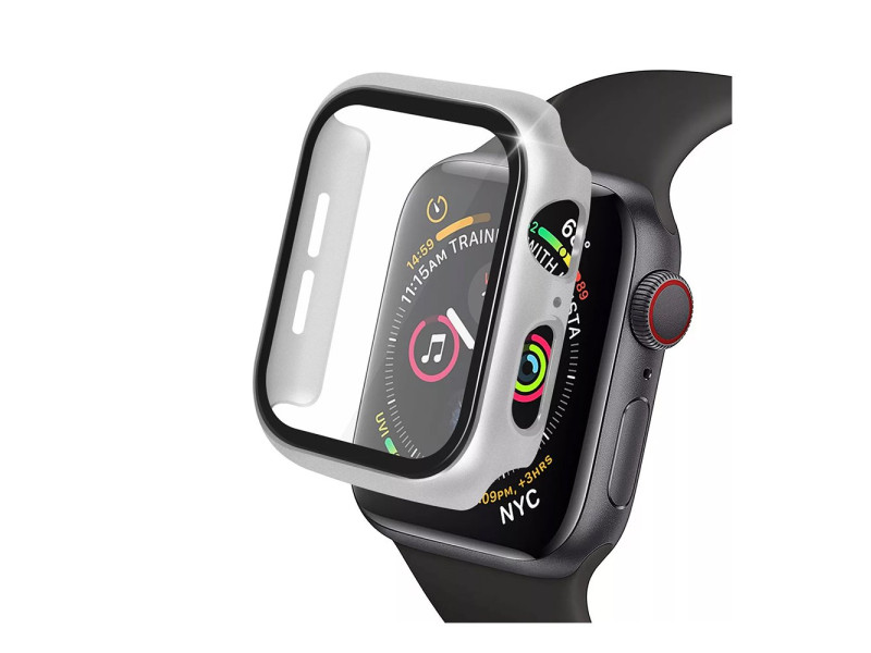 Newface Apple Watch 40mm Camlı Kasa Ekran Koruyucu - Gümüş