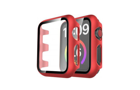 Newface Apple Watch 42mm Camlı Kasa Ekran Koruyucu - Kırmızı