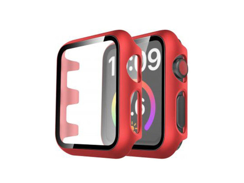Newface Apple Watch 40mm Camlı Kasa Ekran Koruyucu - Kırmızı