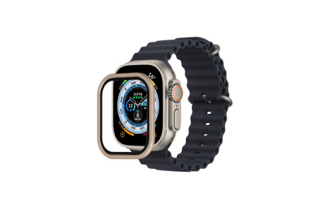 Newface Apple Watch Ultra 49mm Alüminyum Kasa Cam Ekran Koruyucu - Gold