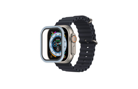 Newface Apple Watch Ultra 49mm Alüminyum Kasa Cam Ekran Koruyucu - Mavi