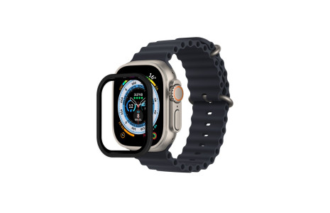 Newface Apple Watch Ultra 49mm Alüminyum Kasa Cam Ekran Koruyucu - Siyah