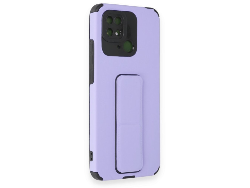Newface Xiaomi Poco C40 Kılıf Mega Standlı Silikon - Lila
