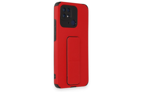 Newface Xiaomi Redmi 10C Kılıf Mega Standlı Silikon - Kırmızı