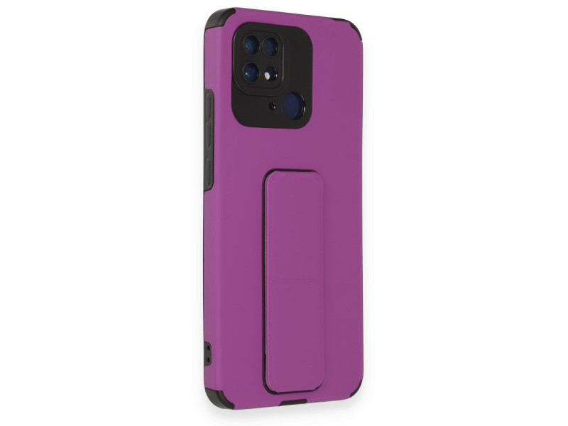 Newface Xiaomi Redmi 10C Kılıf Mega Standlı Silikon - Mor