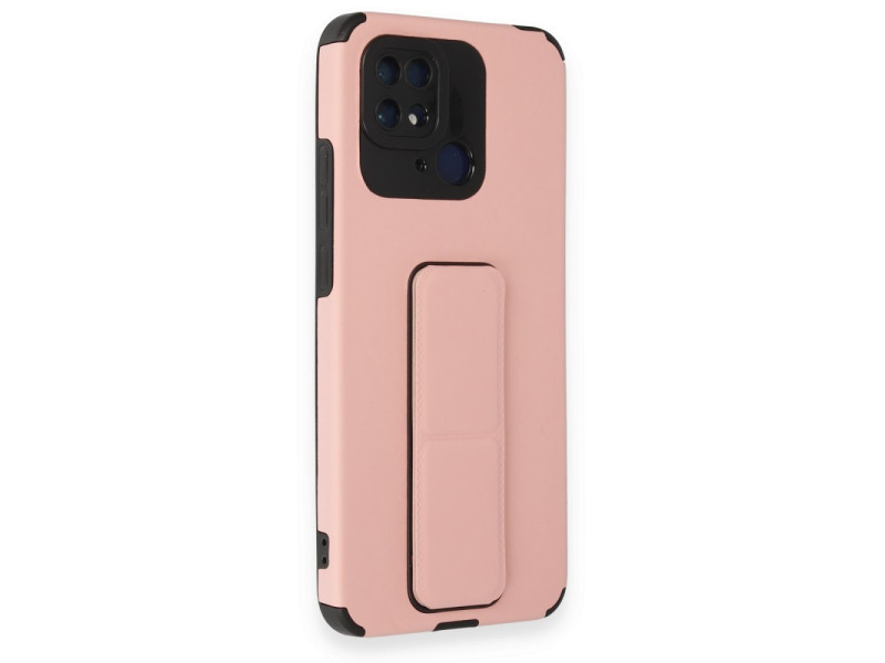 Newface Xiaomi Redmi 10C Kılıf Mega Standlı Silikon - Pudra
