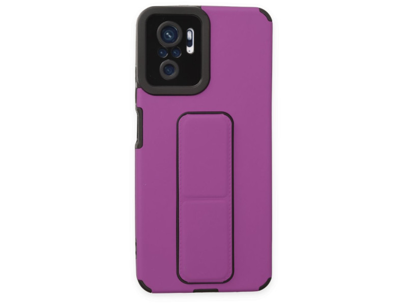 Newface Xiaomi Redmi Note 10 Kılıf Mega Standlı Silikon - Mor