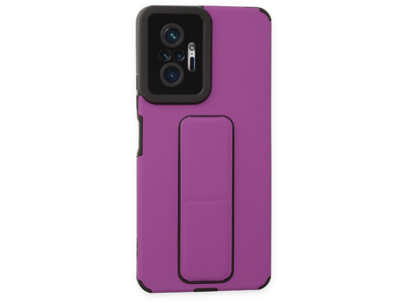 Newface Xiaomi Redmi Note 10 Pro Kılıf Mega Standlı Silikon - Mor