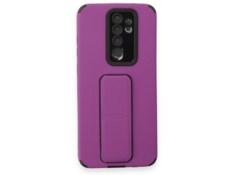Newface Xiaomi Redmi Note 8 Pro Kılıf Mega Standlı Silikon - Mor
