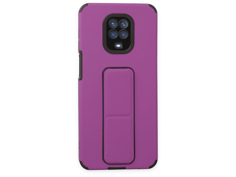 Newface Xiaomi Redmi Note 9 Pro Kılıf Mega Standlı Silikon - Mor