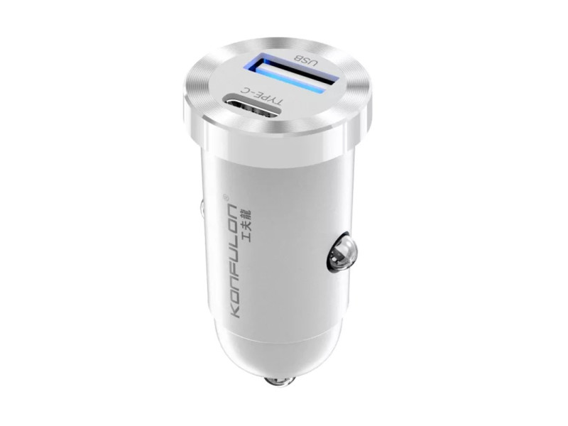 Konfulon C79 12W Usb ve 12W Type-C Çıkışlı Araç İçi Şarj Cihazı - Beyaz