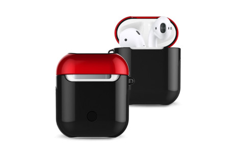 Newface Airpods (1.nesil) 3in1 Kılıf - Siyah-Kırmızı