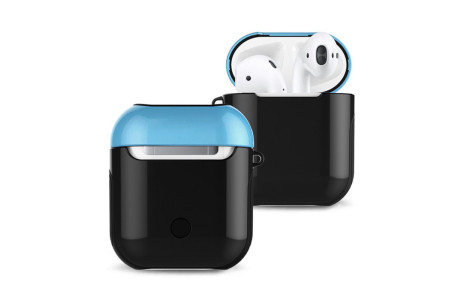 Newface Airpods (1.nesil) 3in1 Kılıf - Siyah-Mavi