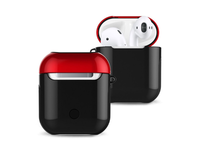 Newface Airpods 2 (2.nesil) 3in1 Kılıf - Siyah-Kırmızı