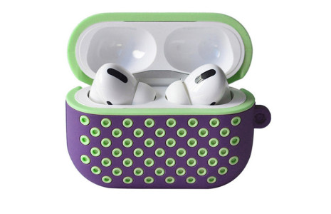Newface Airpods Pro (1.nesil) Spor Delikli Kılıf - Lila-Yeşil