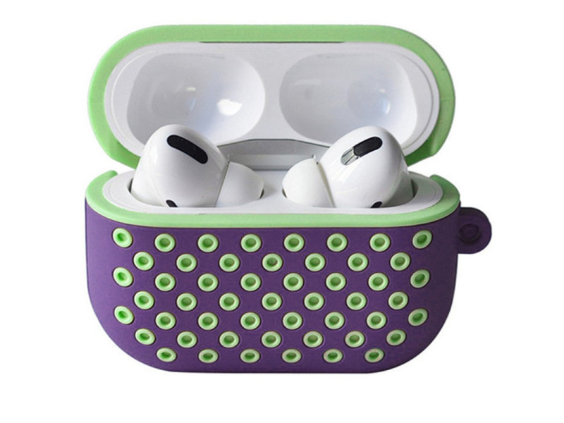 Newface Airpods Pro 2 (2.nesil) Spor Delikli Kılıf - Lila-Yeşil