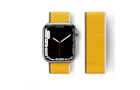 Newface Apple Watch 40mm Hasırlı Cırtcırtlı Kordon - Haki Yeşil-Sarı