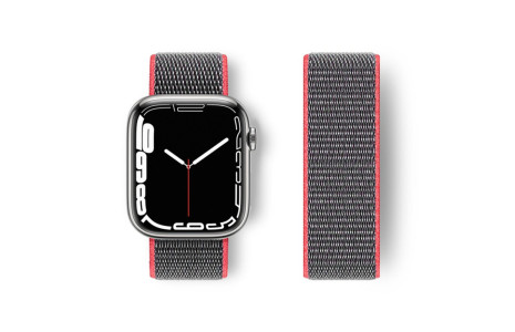 Newface Apple Watch 40mm Hasırlı Cırtcırtlı Kordon - Pembe-Gri