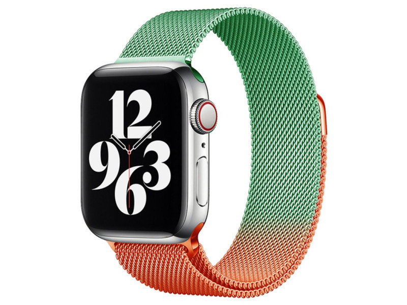 Newface Apple Watch 40mm Metal Mıknatıslı Kordon - Turuncu-Yeşil