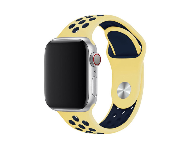 Newface Apple Watch 40mm Spor Delikli Kordon - Açık Sarı-Siyah
