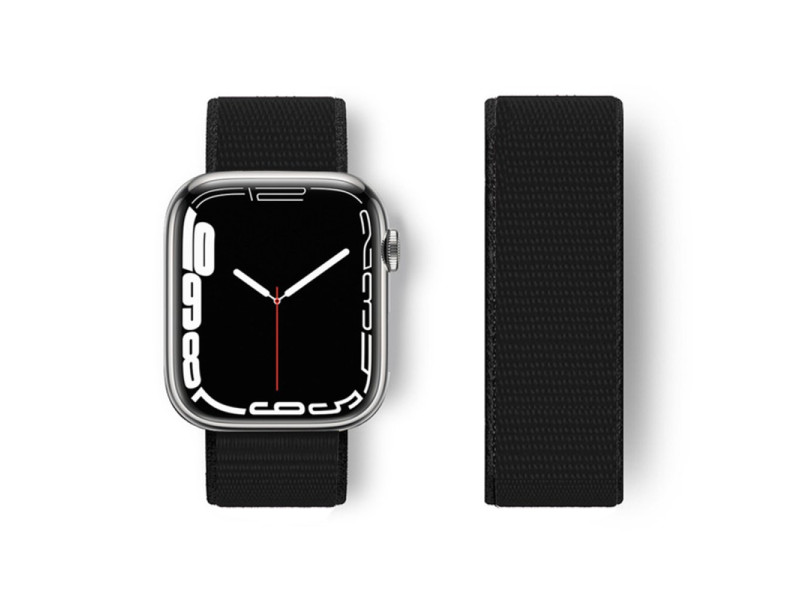 Newface Apple Watch 41mm Hasırlı Cırtcırtlı Kordon - Siyah