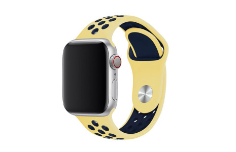 Newface Apple Watch 41mm Spor Delikli Kordon - Açık Sarı-Siyah