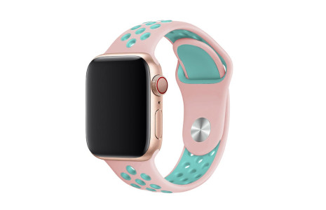 Newface Apple Watch 41mm Spor Delikli Kordon - Pembe-Turkuaz