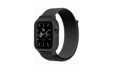 Newface Apple Watch 40mm Hasırlı Cırtcırtlı Kasalı Kordon - Siyah