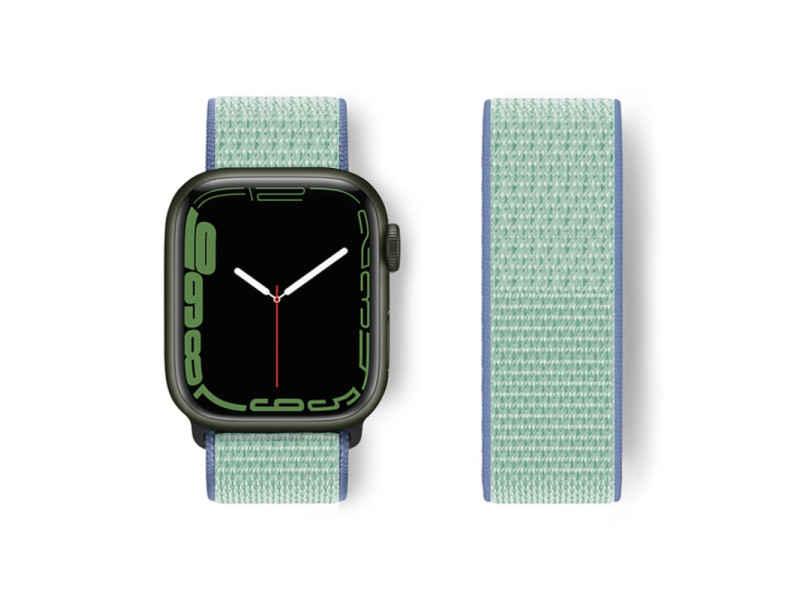 Newface Apple Watch 45mm Hasırlı Cırtcırtlı Kordon - Mavi-Turkuaz