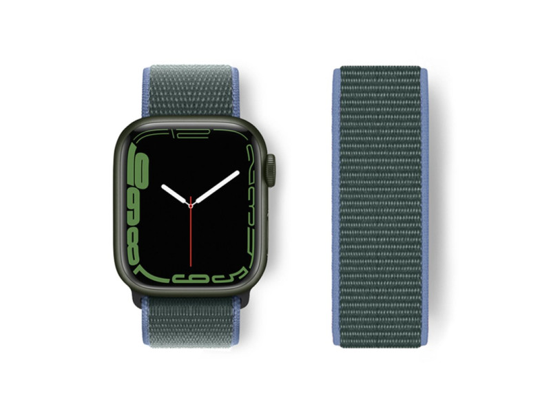 Newface Apple Watch 45mm Hasırlı Cırtcırtlı Kordon - Mavi-Yeşil