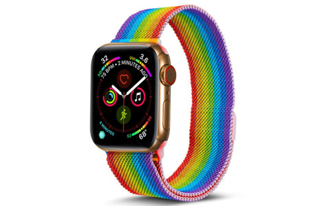 Newface Apple Watch 45mm Metal Mıknatıslı Kordon - Gökkuşağı