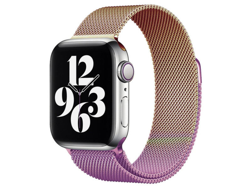 Newface Apple Watch 45mm Metal Mıknatıslı Kordon - Mor-Rose