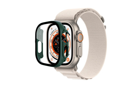 Newface Apple Watch Ultra 49mm Desert Camlı Kasa Ekran Koruyucu - Koyu Yeşil