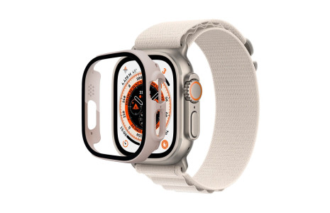 Newface Apple Watch Ultra 49mm Desert Camlı Kasa Ekran Koruyucu - Metalik Gold