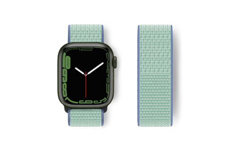 Newface Apple Watch Ultra 49mm Hasırlı Cırtcırtlı Kordon - Mavi-Turkuaz