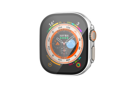 Newface Apple Watch Ultra 49mm Legend Camlı Kasa Ekran Koruyucu - Gümüş