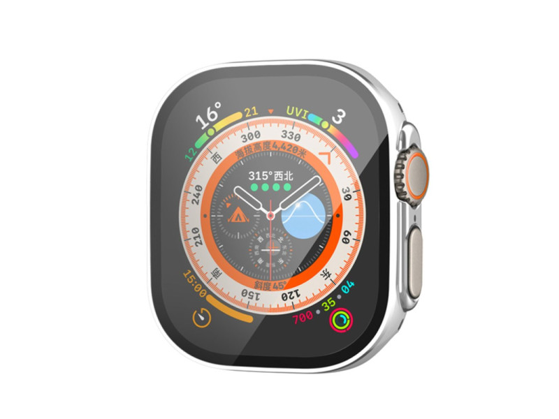 Newface Apple Watch Ultra 49mm Legend Camlı Kasa Ekran Koruyucu - Gümüş