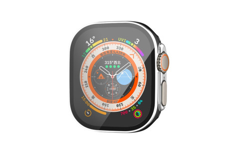 Newface Apple Watch Ultra 49mm Legend Camlı Kasa Ekran Koruyucu - Siyah-Gümüş